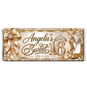 golden glitter shoe-chocolate wrapper