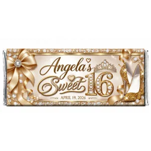 golden glitter shoe-chocolate wrapper