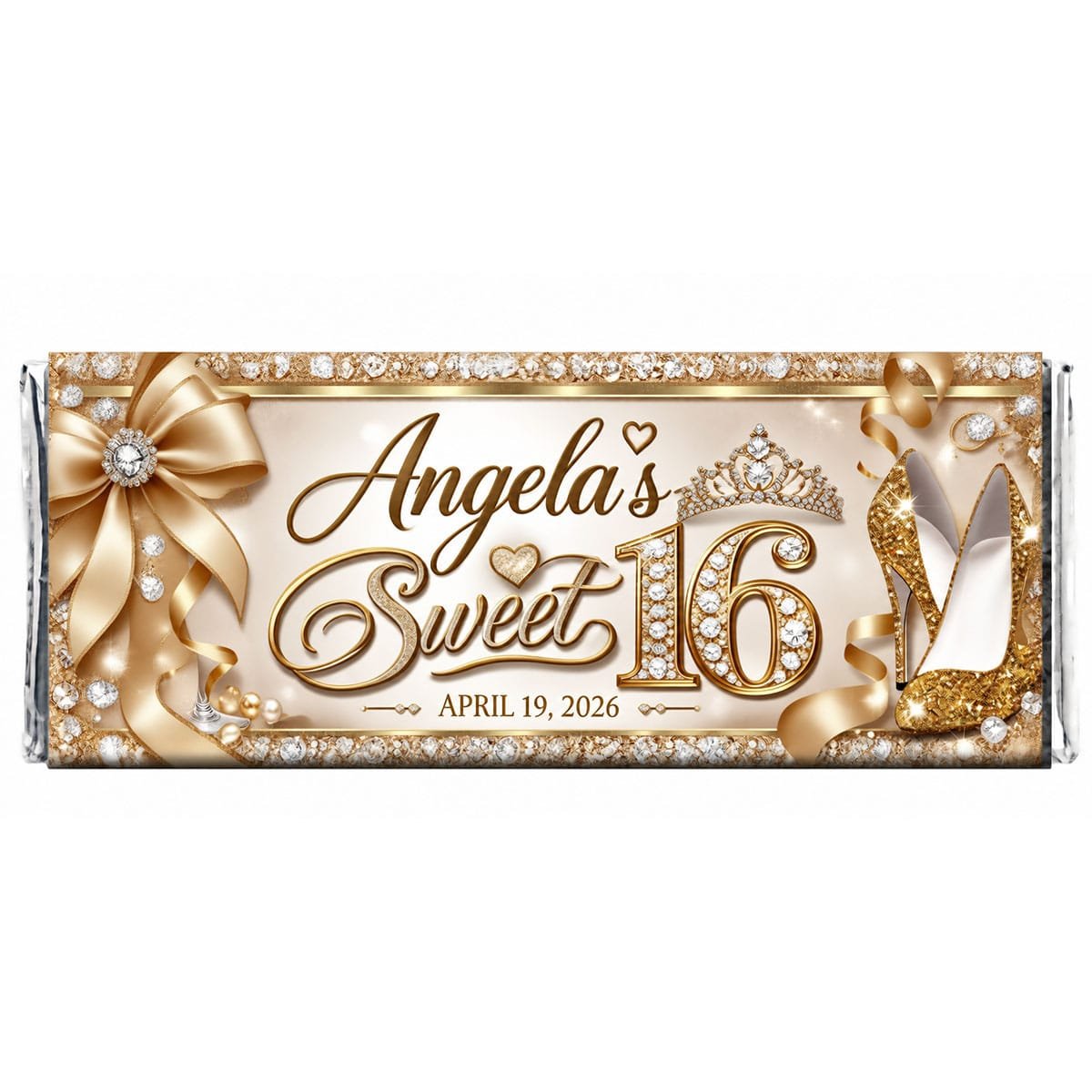 golden glitter shoe-chocolate wrapper