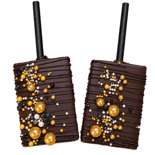 Elegant Chocolate Sprinkle rice crispies black and gold