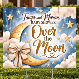 Over the Moon Baby Shower Sign Baby