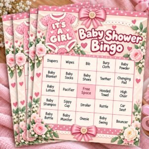 Pink Baby Shower Bingo Cards