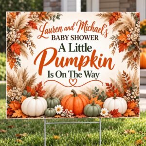 Rust Pumpkin Baby Shower Yard Sign