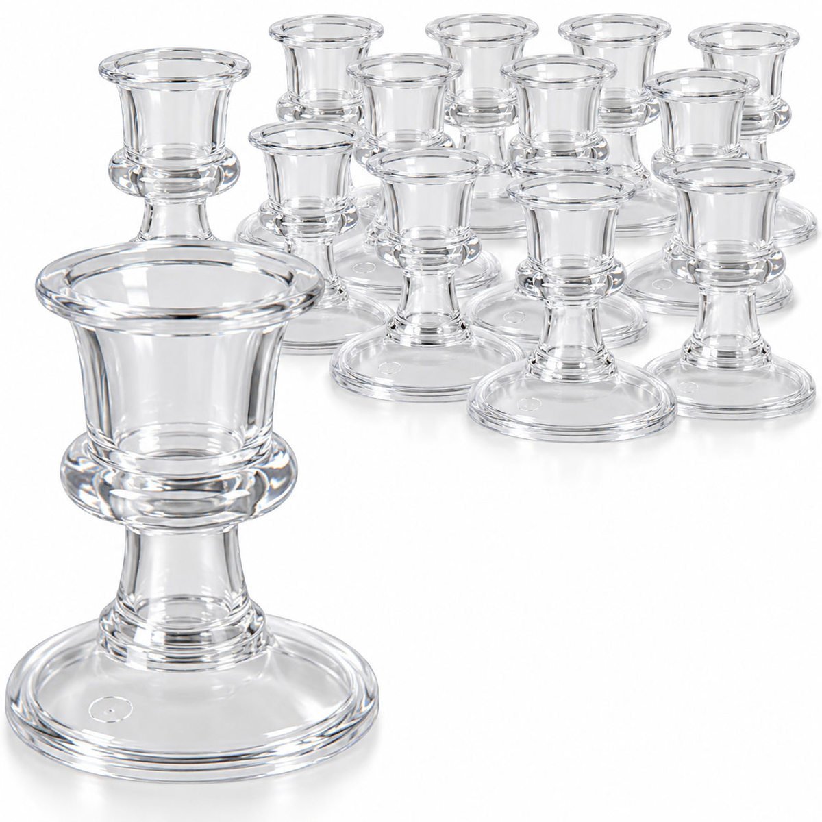 Clear Candelabra Candle Holders – Pack of 12